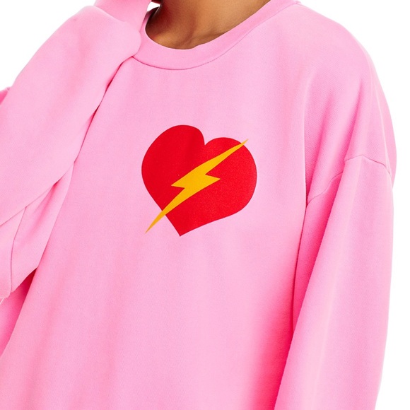 COPY - NWT AVIATOR NATION LIGHTENING BOLT HEART RELAXED CREW SWEATSHIRT SIZE M - Picture 4 of 11